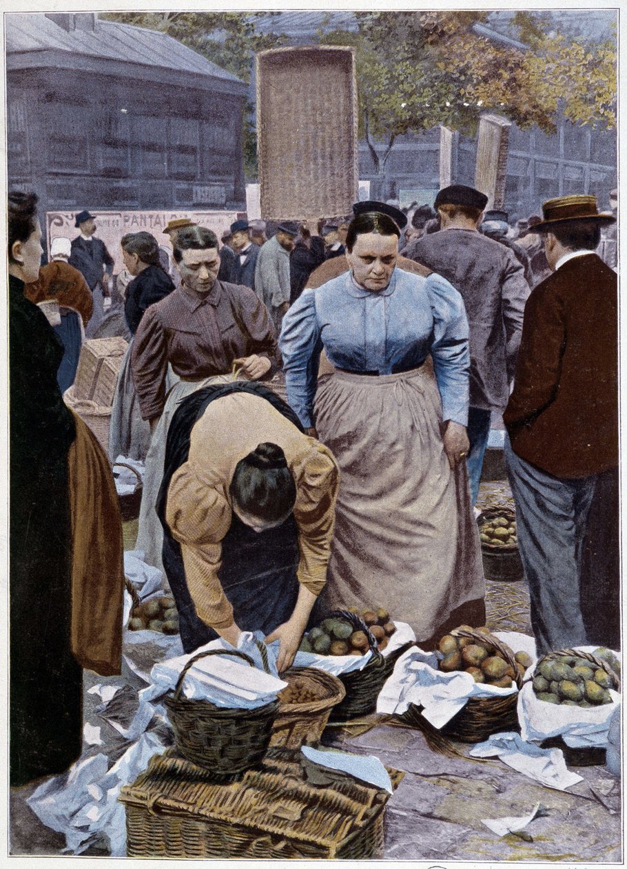 Frukthandlere rue Rambuteau (haller) av French School