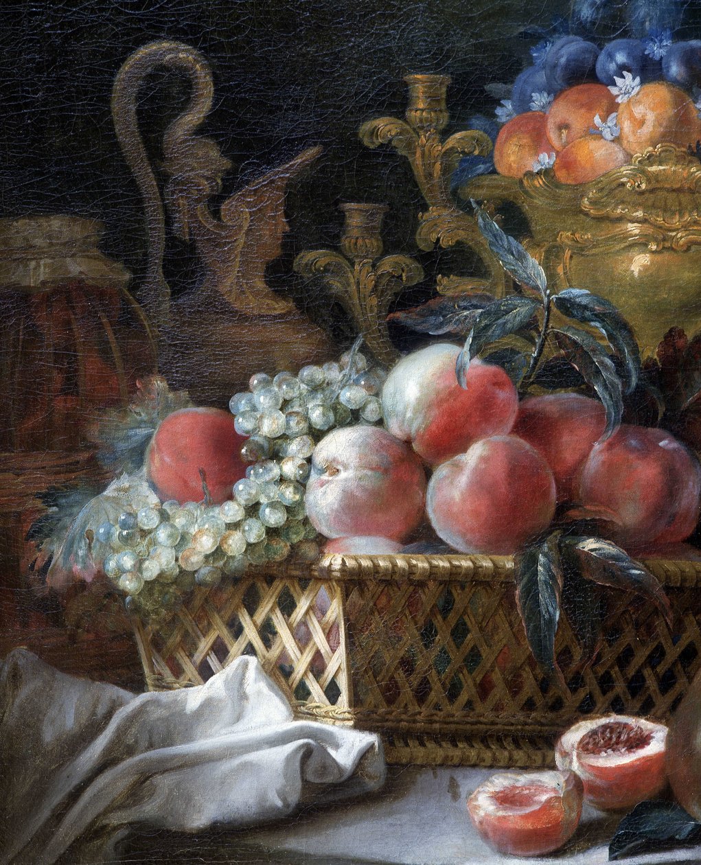 Fruktvase og kurv (detalj). 1770 (olje på lerret) av French School