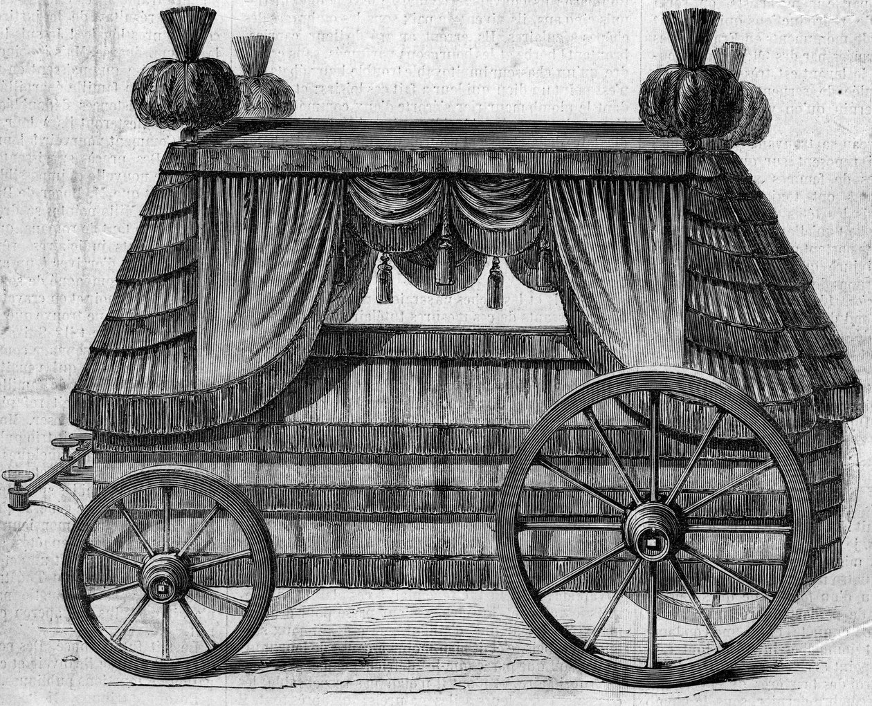 Begravelsesvogn av keiser Napoleon I (1769-1821) til Saint Helene (Saint Helene) tilbudt av dronningen av England Victoria 1st til Napoleon III i 1858. Gravering i "" Le Monde Illustré"" nr. 76 av 25. september 1858. av French School