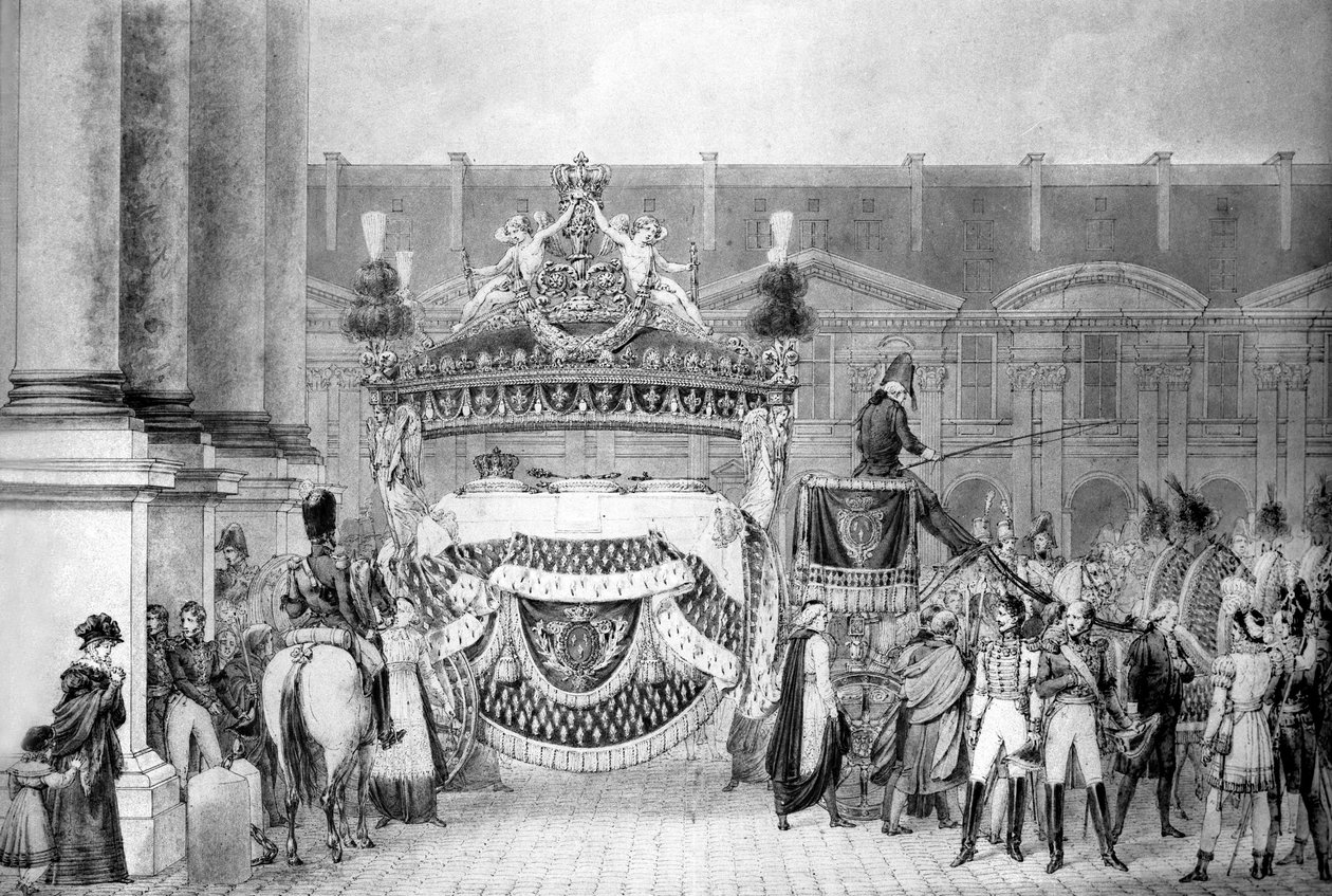 Funeral of French King Louis XVIII (1755-1824) in September 1824 (engraving) av French School