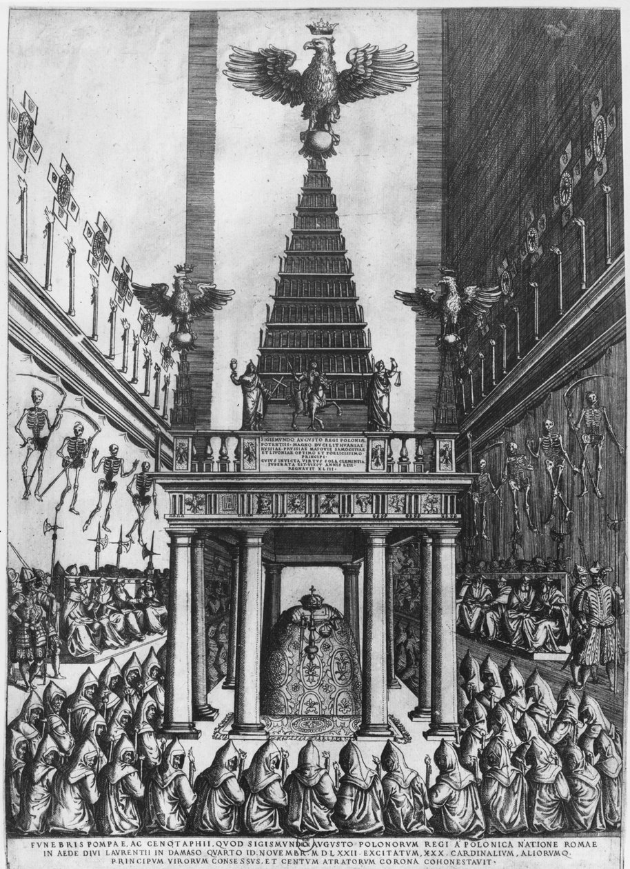 Begravelse av Sigismund II Augustus, konge av Polen og storhertug av Litauen i Roma, 1572 av French School