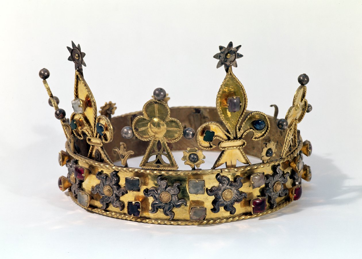 Begravelseskrone til Philippe av Frankrike (1342-1404) 1404 (gull, perler og edelstener) av French School