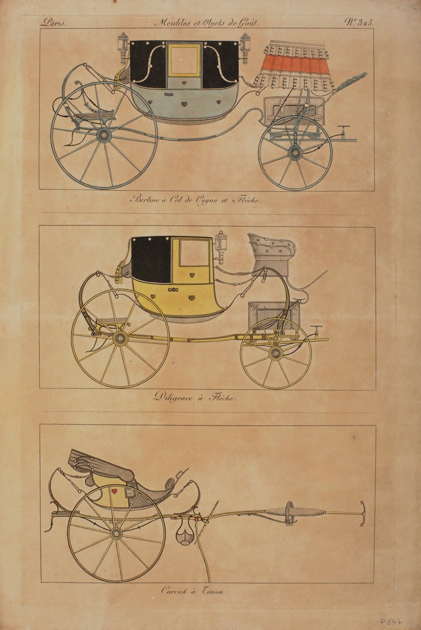 Møbler og smaksgjenstander (farget gravering) av French School