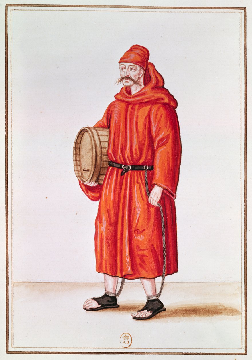 Galley Slave fra Venezia (akvarell på papir) av French School