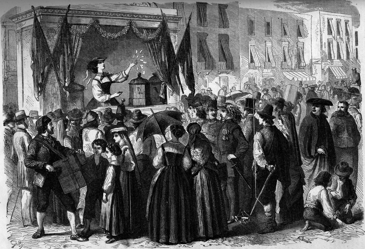 Game of chance (lottery): “The witch birds” in Naples, Italy av French School