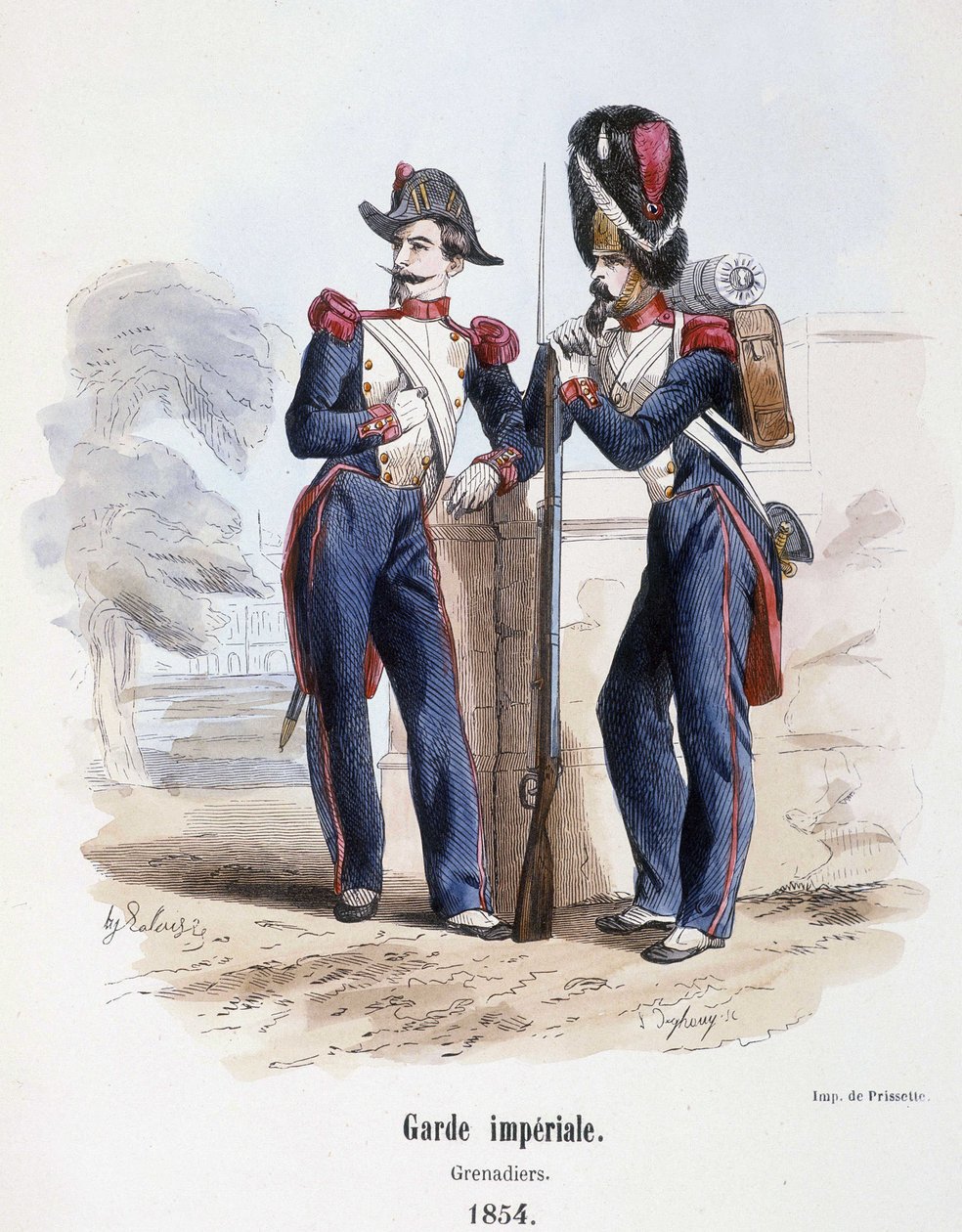 Imperial Guard: Grenadiers (1854) - i ""Hærens historie"" utg. Frisør, Paris av French School