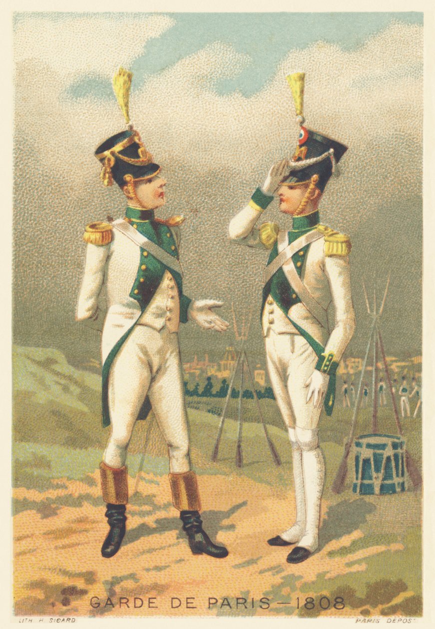 Garde de de Paris i 1808 (Enhet ansvarlig for opprettholdelse av orden i Paris, opprettet i 1802 og oppløst i 1812) av French School