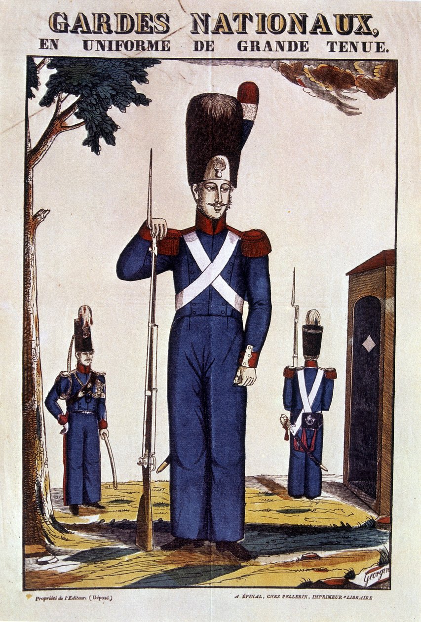 Nasjonalgarde i full uniform - bilde fra Epinal av Georgin, red. Pellerin av French School