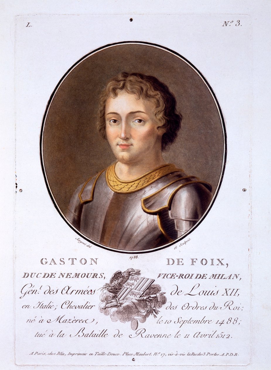 Gaston de Foix, Duc de Nemours, fra Portraits of Great Men, Illustrious Women, and Memorable Subjects of France, utgitt 1787-92 av French School