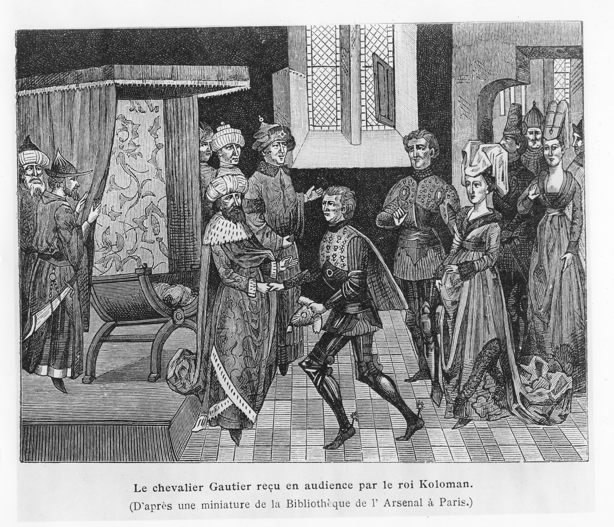 Gautier received by King Koloman of Hungary (engraving) av French School
