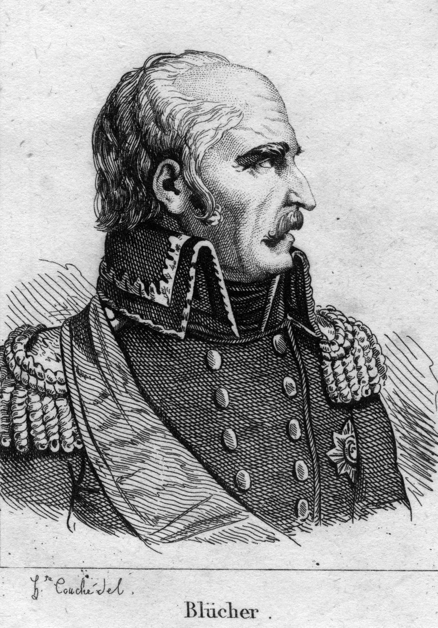 Gebhard Leberecht, prins Blucher von Wahlstatt (1742-1819), prøyssisk marekal. Gravering fra 1800-tallet. av French School