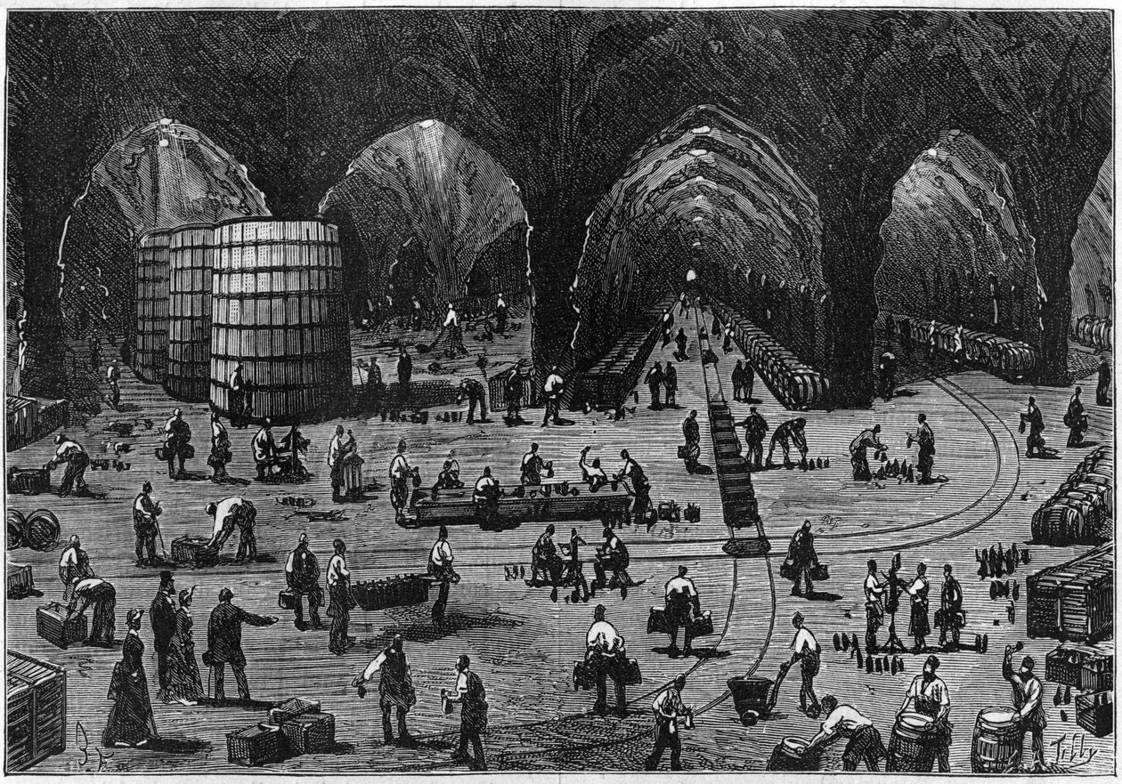 General view of the cellars of the Champagne House Mercier in Epernay. av French School