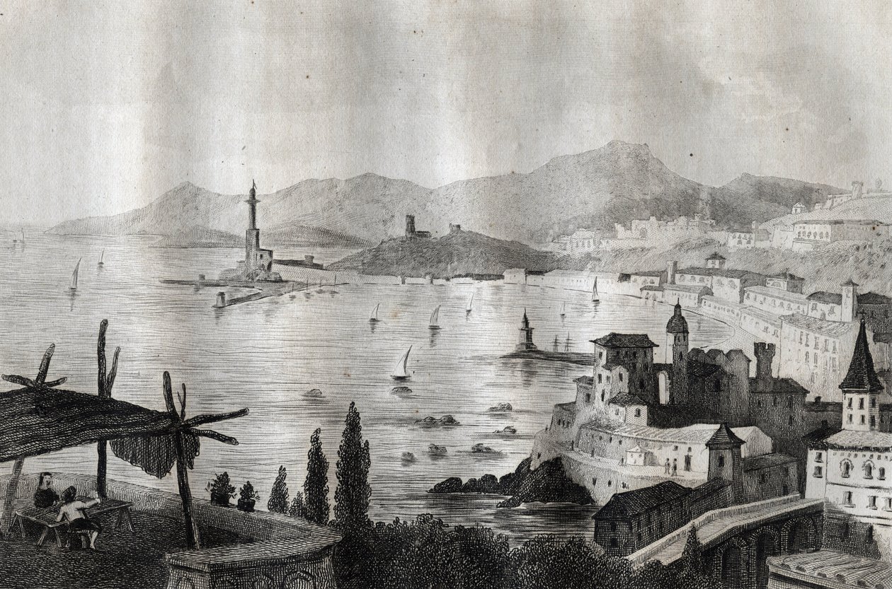 Genova - Genes - Genoa - Engraving from “” Picturesque Italy”” by M. de Norvins, Ch. Nodier 1834-1836. av French School