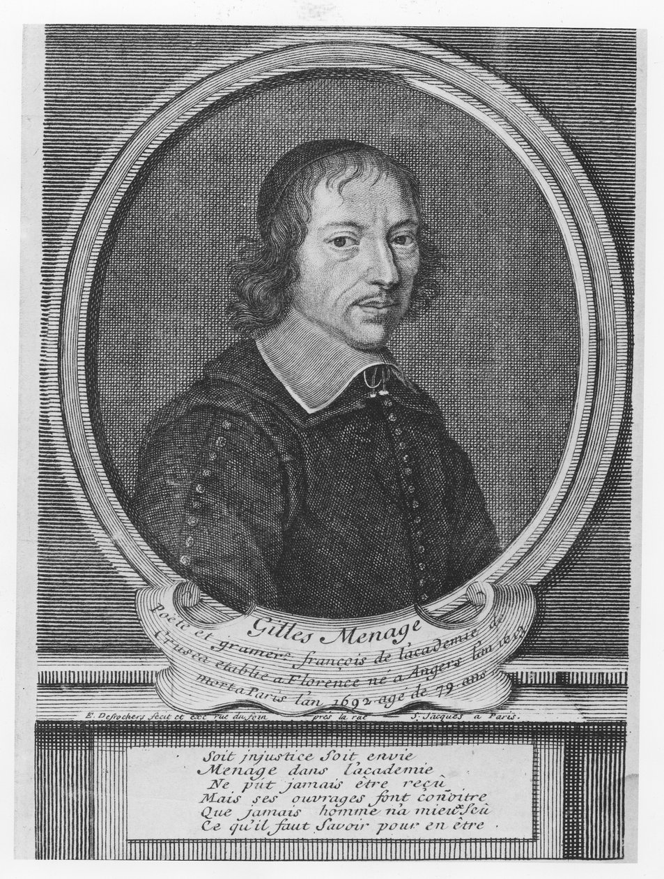 Gilles Menage (gravering) av French School