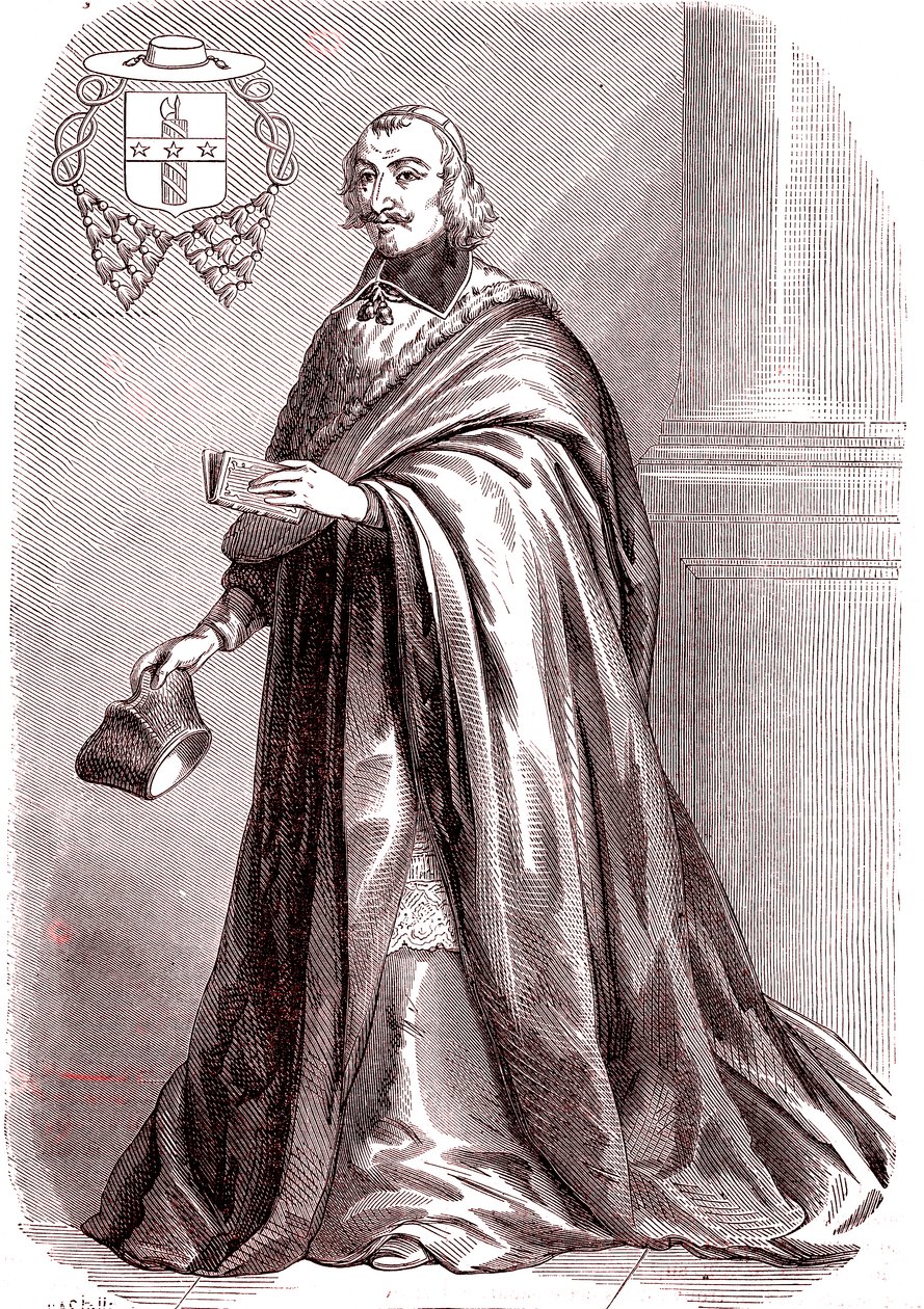 Giulio Raimondo Mazzarino, fransk kardinal og diplomat fra italiensk opprinnelse.1865 (gravering) av French School