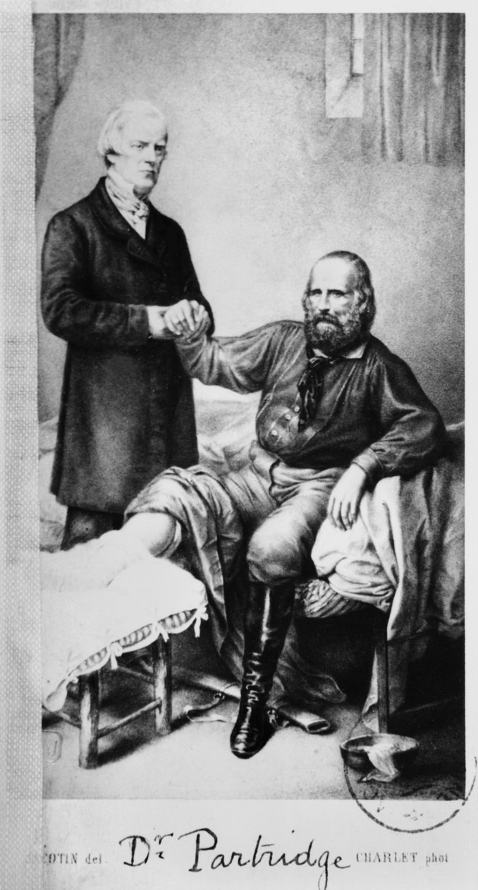 Giuseppe Garibaldi (1807-82) med doktor Partridge, ca. 1862 av French School
