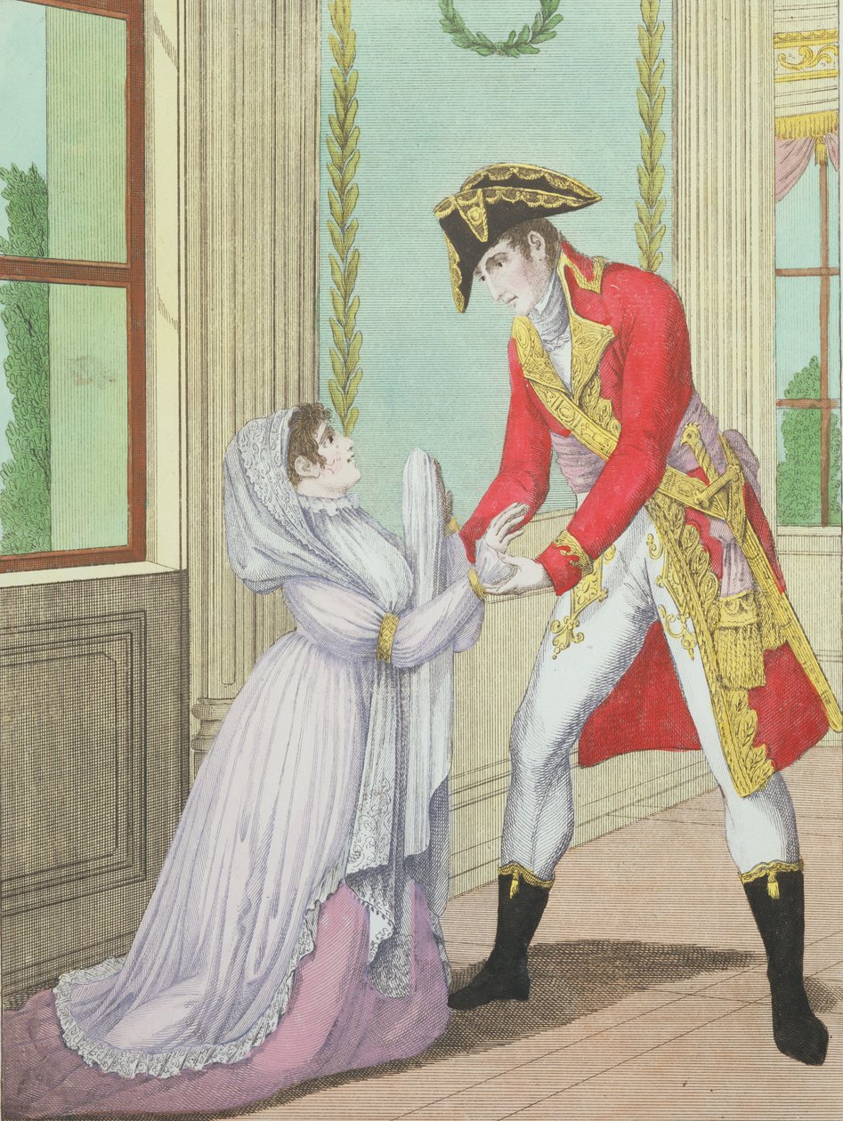 Nåde gitt av Napoleon til Madame de Polignac for ektemannen Armand Polignac, 1804 av French School