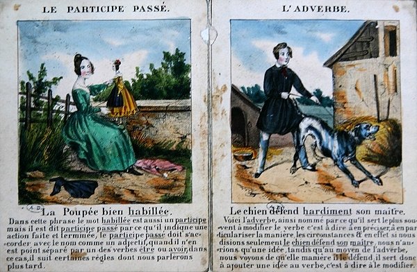 Grammatikkbok for barn. ca. 1850 (farge litho) av French School