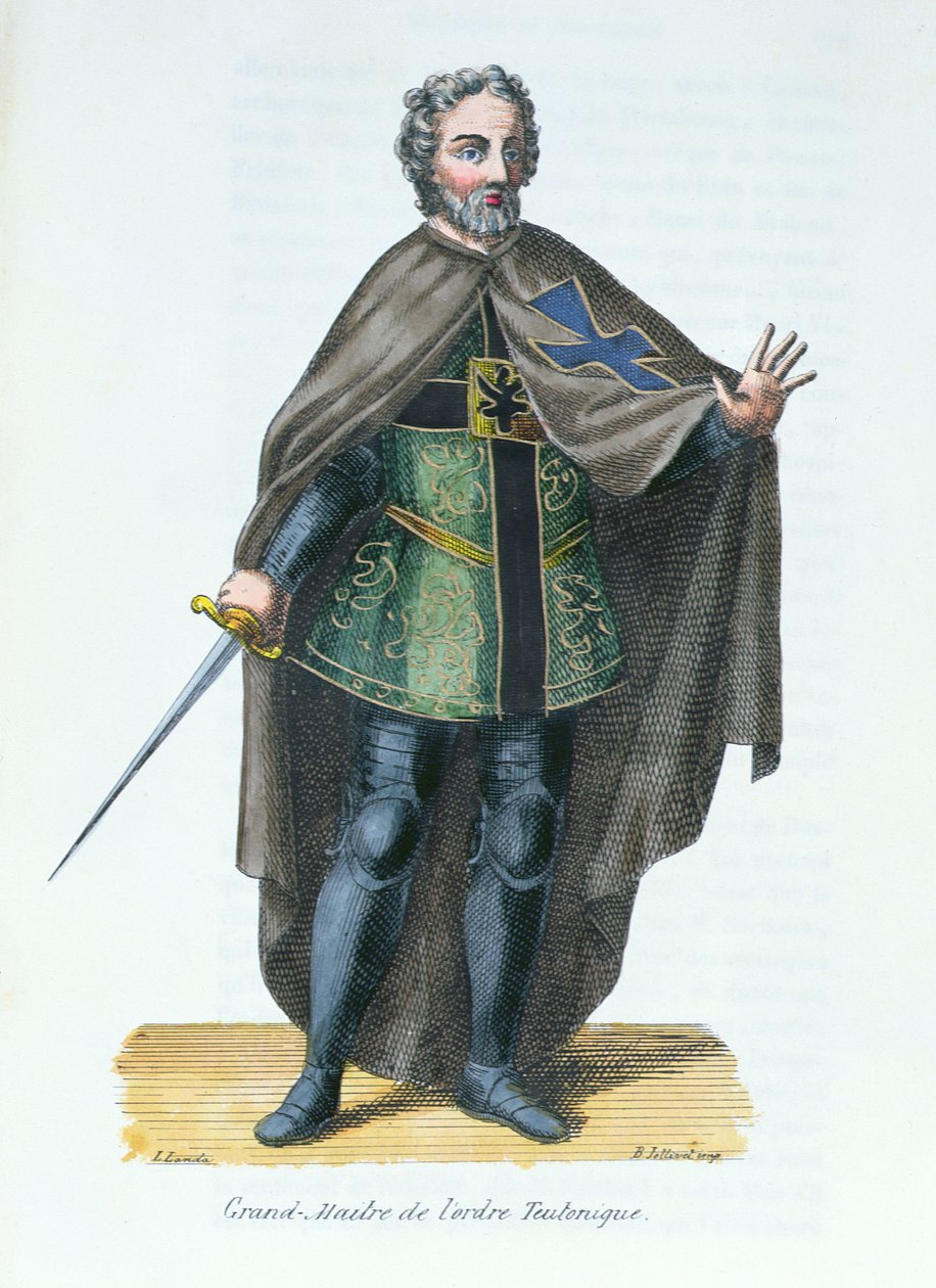 Stormester i den teutoniske orden, illustrasjon fra Histoire et Costumes des Ordres Monastiques av Pierre Helyot (1660-1716), 1842 av French School