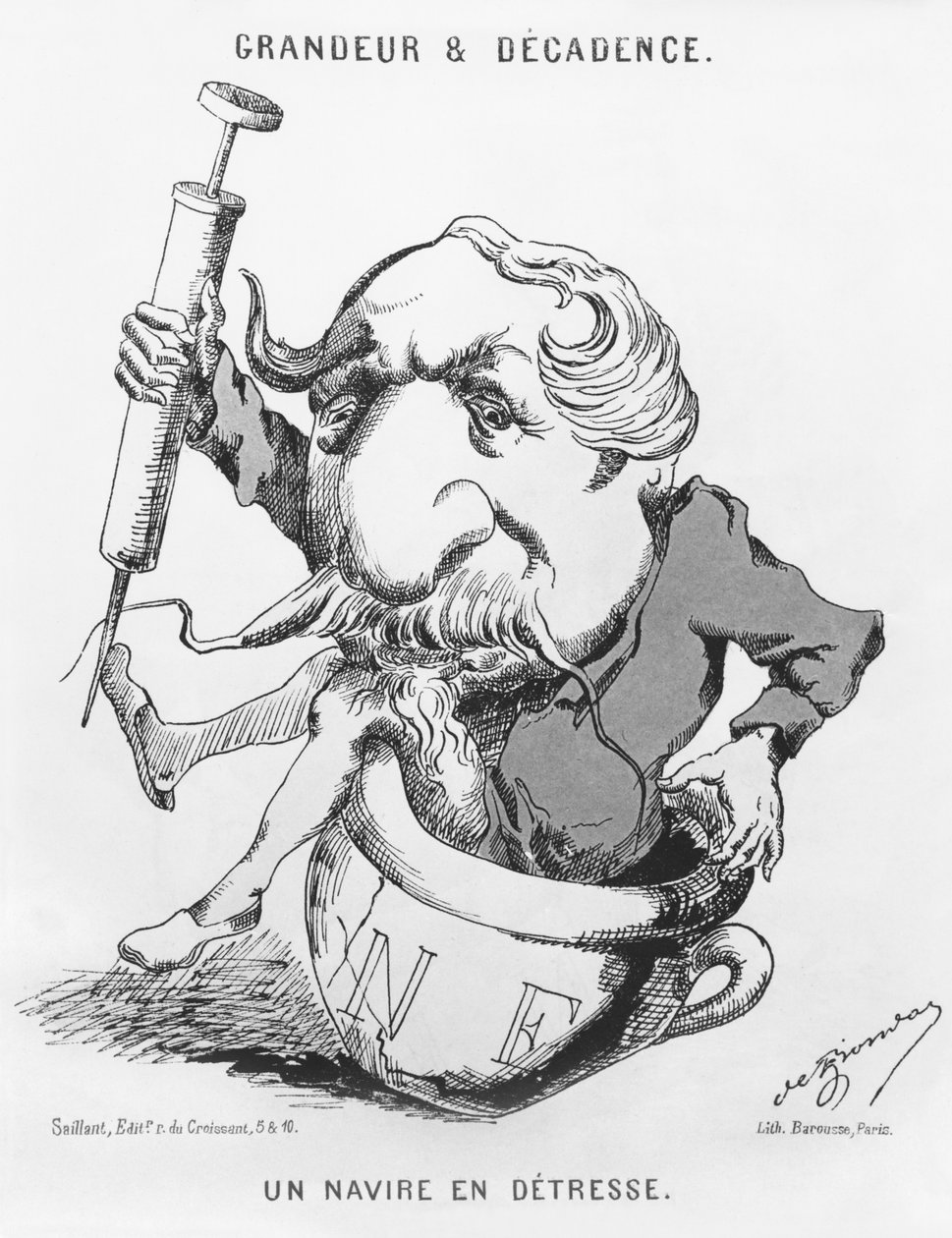 Storhet og forfall av keiser Napoleon III (1808-73) ca. 1870 av French School