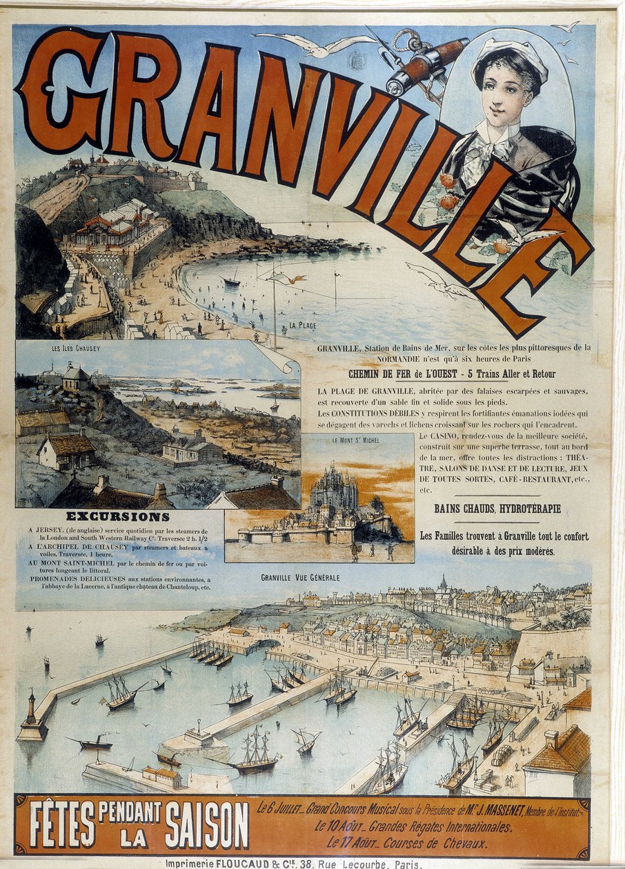 Granville - Western Railway Advertising Poster, sent på 1800-tallet av French School