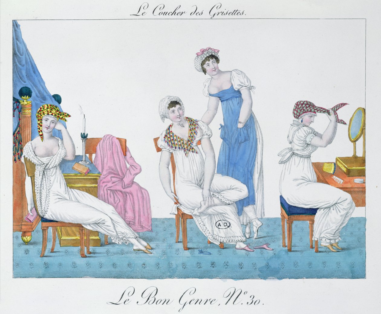 Grisettes Preparing for Bed, plate 30 fra 