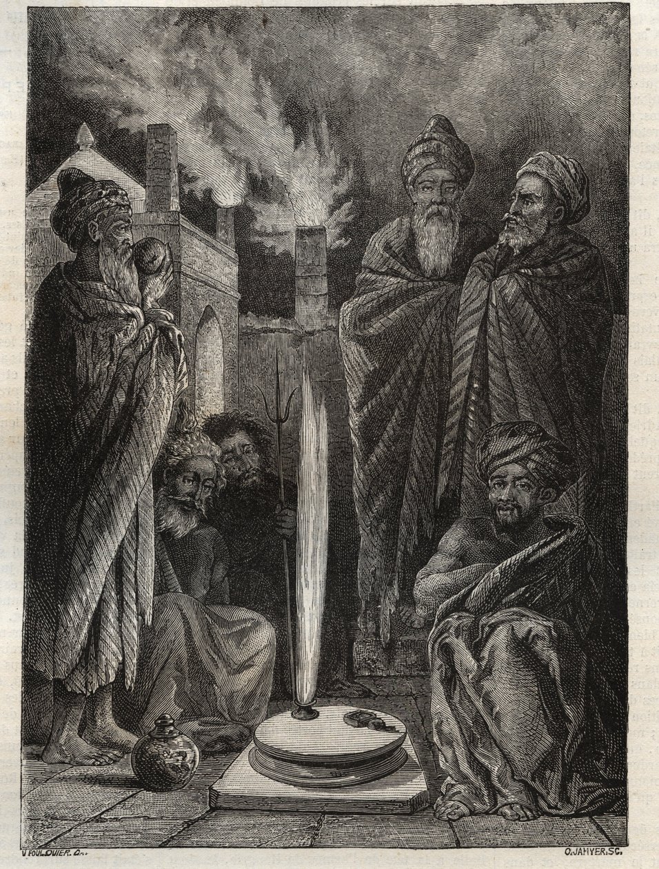 Guebre (eller Zoroastrian) nær Baku (Baku, Aserbajdsjan) - Fireworshippers - New National Encyclopedia av Maurice La Charest - 1870 - av French School