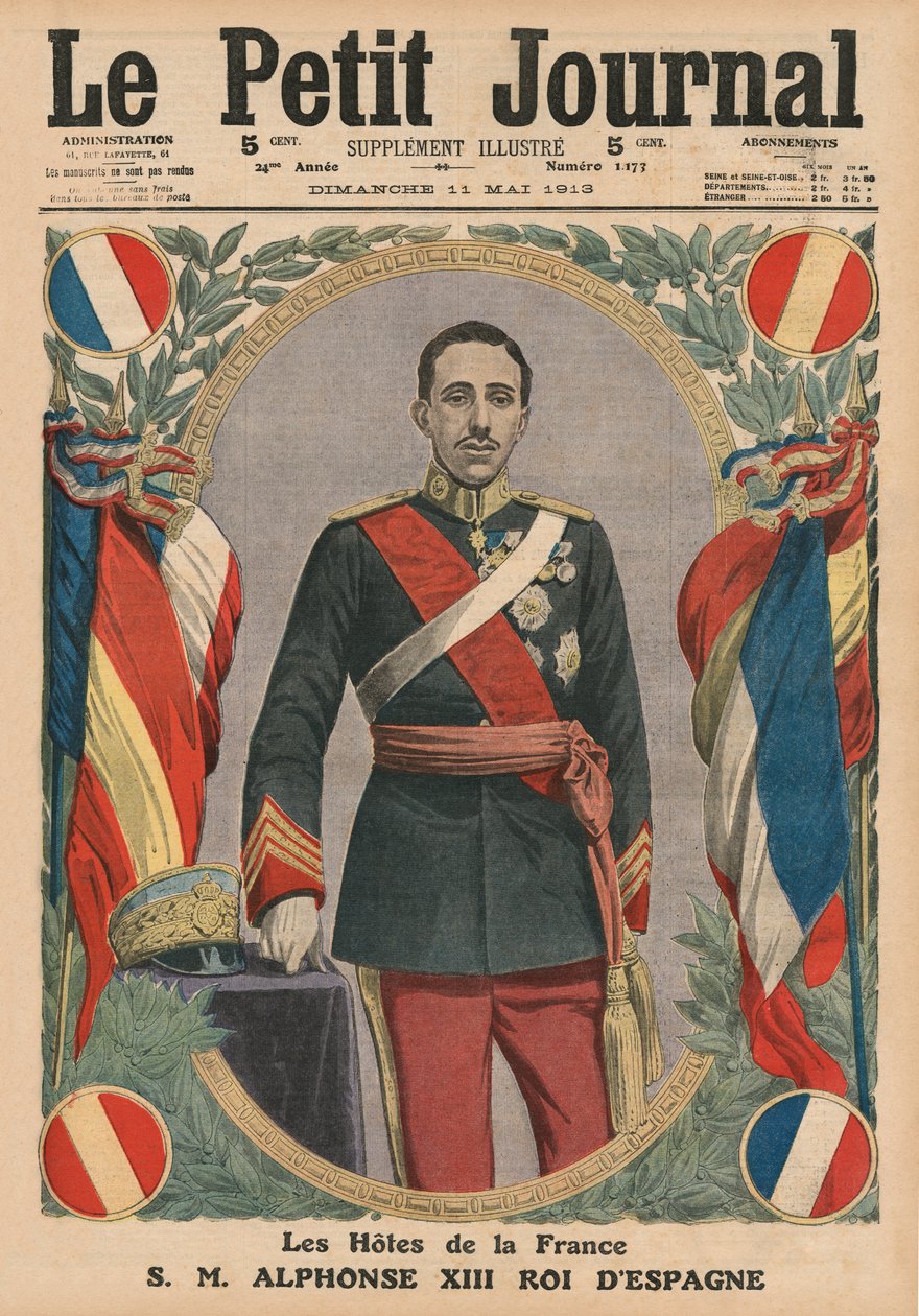 Gjester i Frankrike, H. M. Alfonso XIII, konge av Spania, forsideillustrasjon fra 