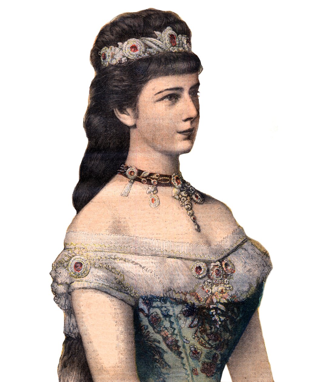 Guests of France: The Empress Elisabeth (Sissi), consort of Francis Joseph I of Austria in "Le Petit Journal" 20 December 1896 (engraving) av French School
