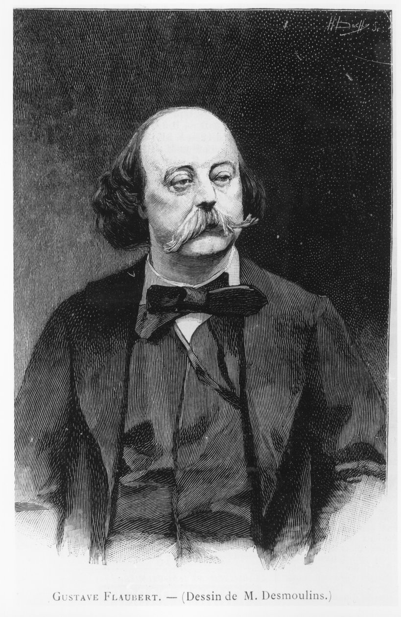 Gustave Flaubert, etter en tegning av M. Desmoulins, gravert av Henri Dochy (1800-tallet) av French School