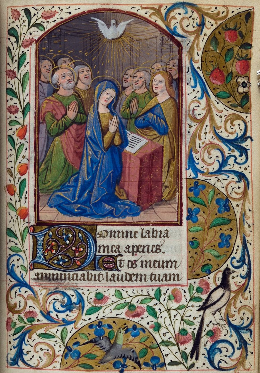 H/L-3-3 fol. 104r pinsedag, fra Book of Hours, Use of Paris, midten av 1400-tallet av French School