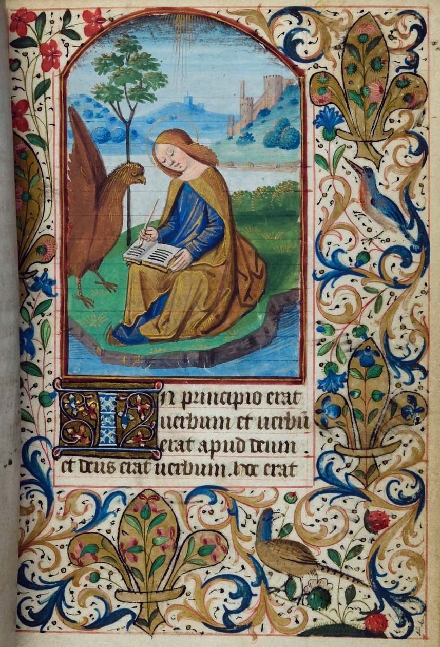 H/L-3-3 fol. 14r St John the Evangelist, fra Book of Hours, Use of Paris, midten av 1400-tallet av French School