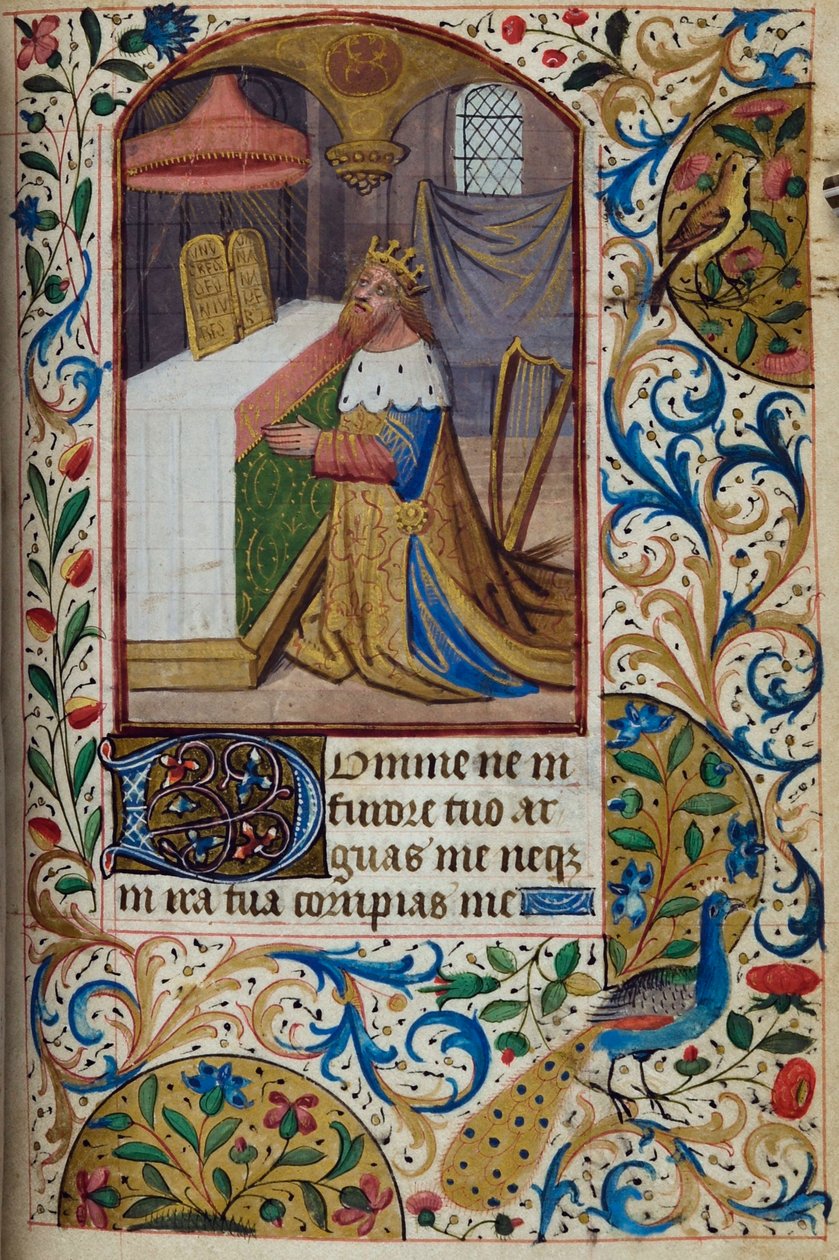 H/L-3-3 fol. 85r King David, fra Book of Hours, Use of Paris, midten av 1400-tallet av French School