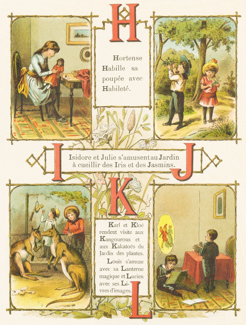 H I J K L: Ferdighet, Hage, Iris, Jasmine, Kenguruer, Kakato, Magic Lantern, Bildebøker av French School