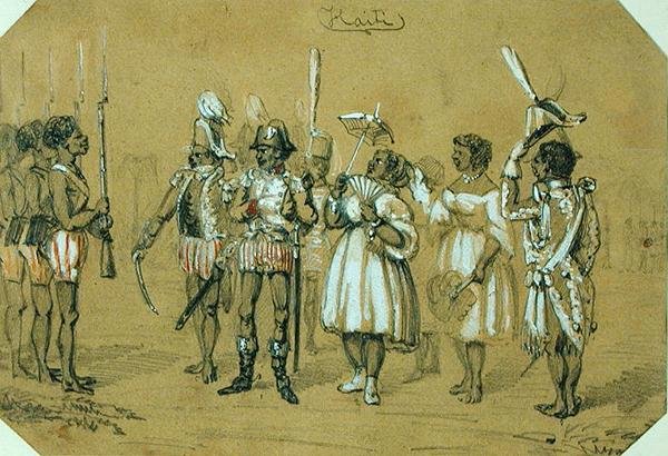 Haiti, ca. 1840 (blyant og akvarell på papir) av French School