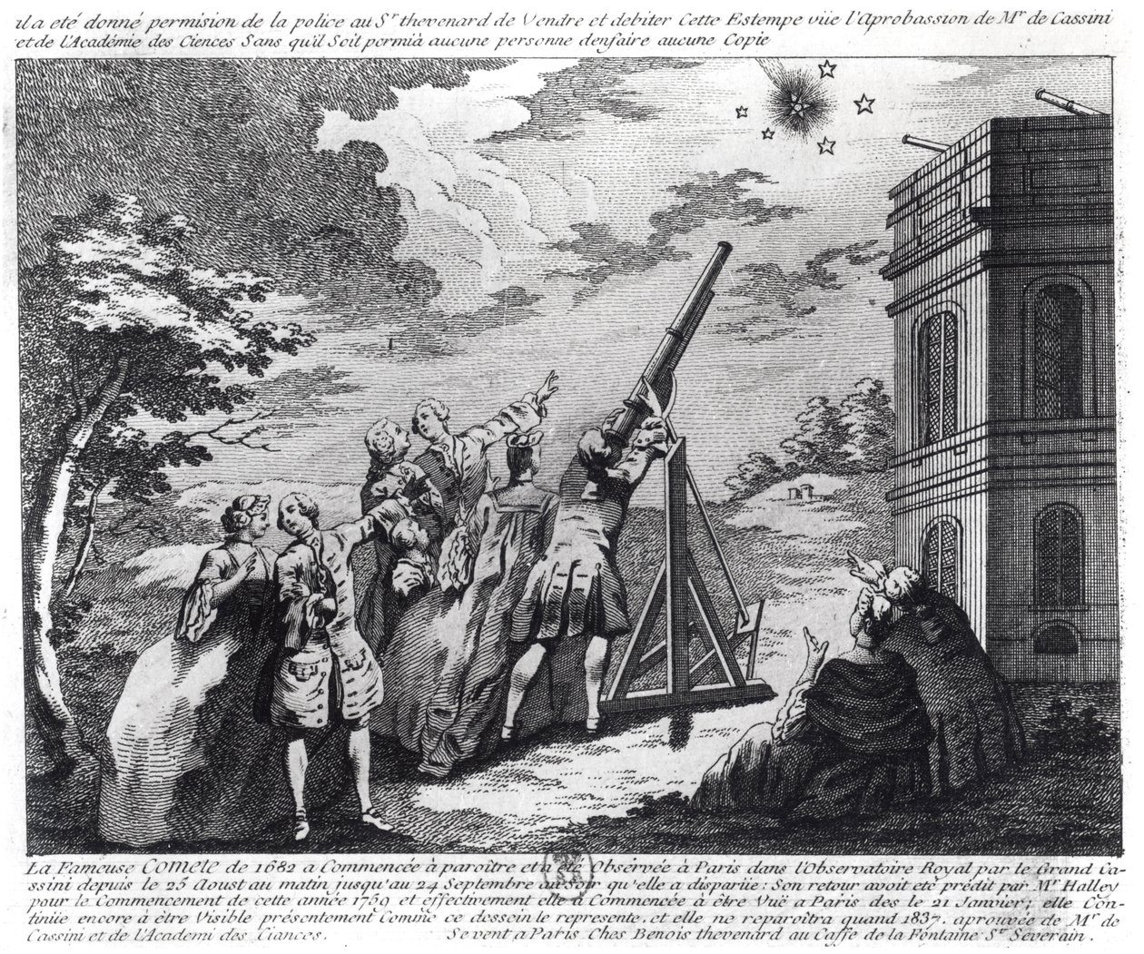 Halleys komet observert i 1759 av Cassini III (1714-84) av French School