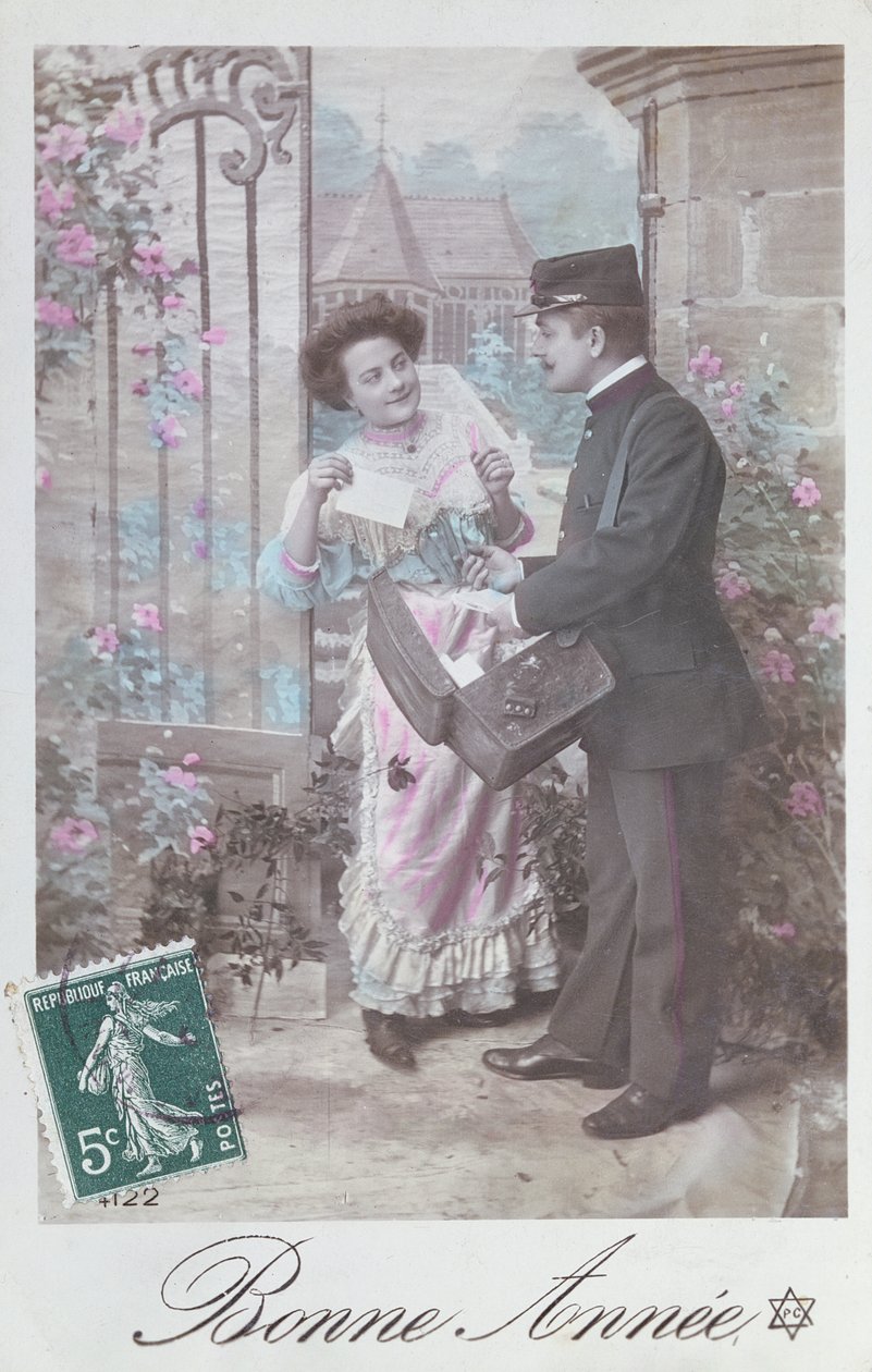 Godt nyttår postkort, tidlig på 1900-tallet av French School