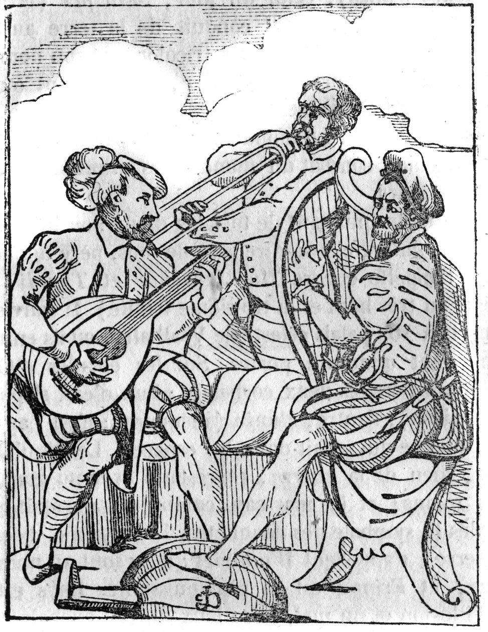 Harpe- og luttspillere (Cythara og Testudo) på 1500-tallet. I "" Den pittoreske butikken"" 1836 av French School