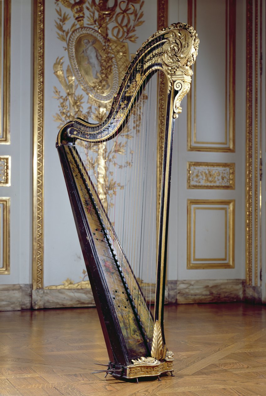 Harpe tilhørende dronning Marie Antoinette (malt og forgylt tre) av French School