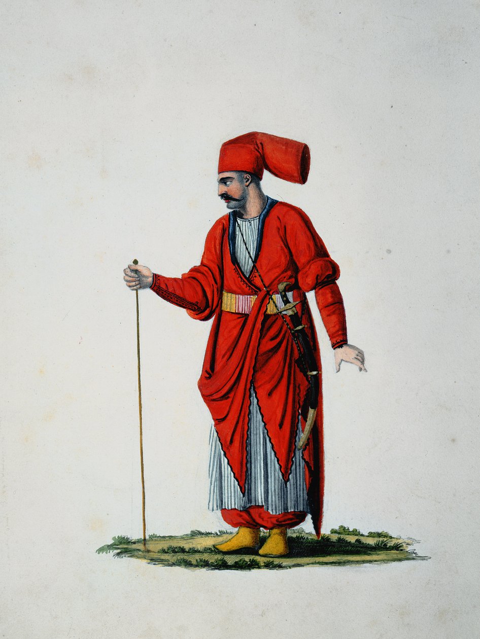 Hasseki Baltaci Valet del Sultani, sannsynligvis etter Cousinery, osmansk periode, tredje kvartal av 1700-tallet (wc på papir) av French School
