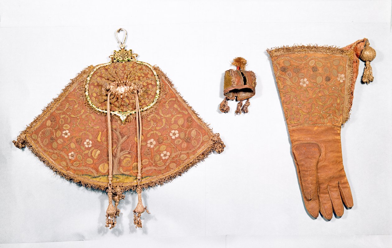 Hawking sett med veske, hanske og hette, fransk, 1600-25 av French School