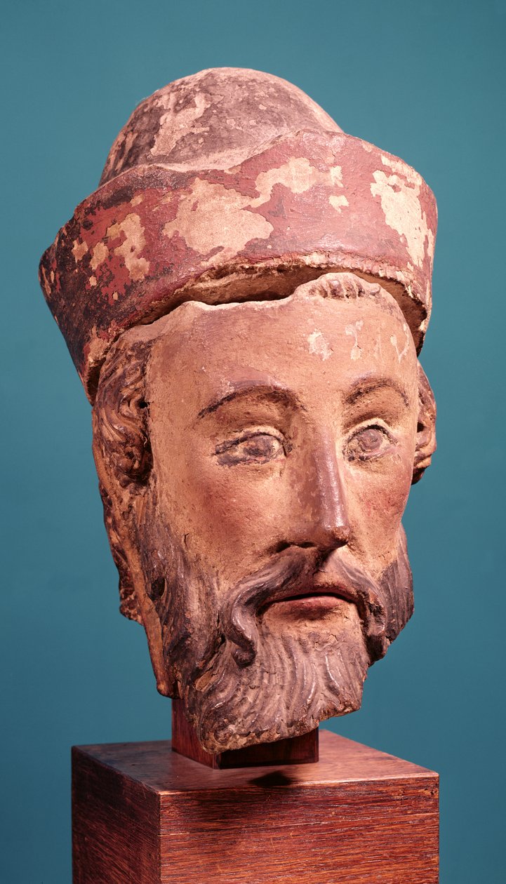 Hodet til Josef av Arimathaea (polykrom stein) av French School