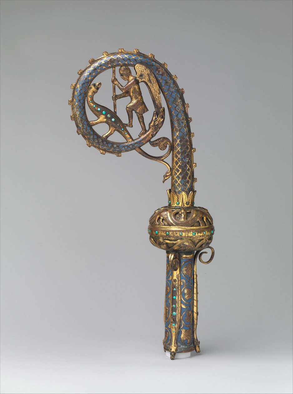 Leder for en Crozier med Saint Michael Slaying the Dragon av French School