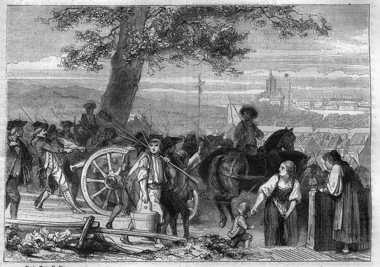 Helvetic Republic, insurrection of the peasants of the Oberland: the march on Bern (Switzerland) in November 1802 - Engraving from 1865 in “Histoire du Consulate et de l