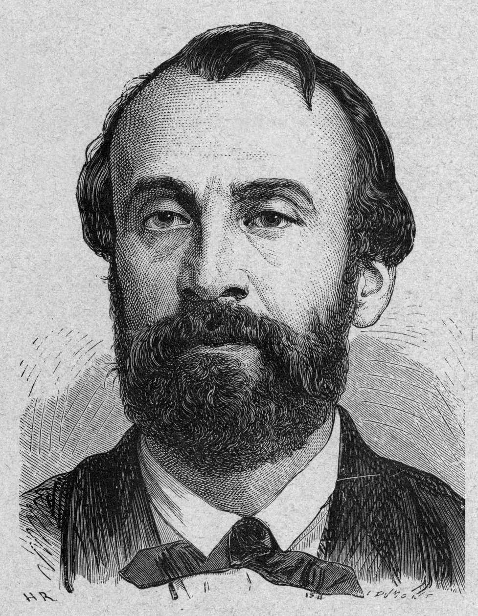 Henri Giffard (1825-1882) fransk oppfinner av dampaerostat, gravering av French School