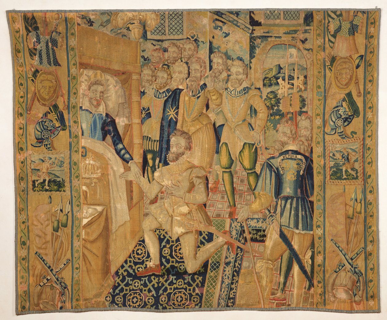 Henri III (1551-89) de Valois gir makttegnene til Henri III (1553-1610) de Bourbon av French School