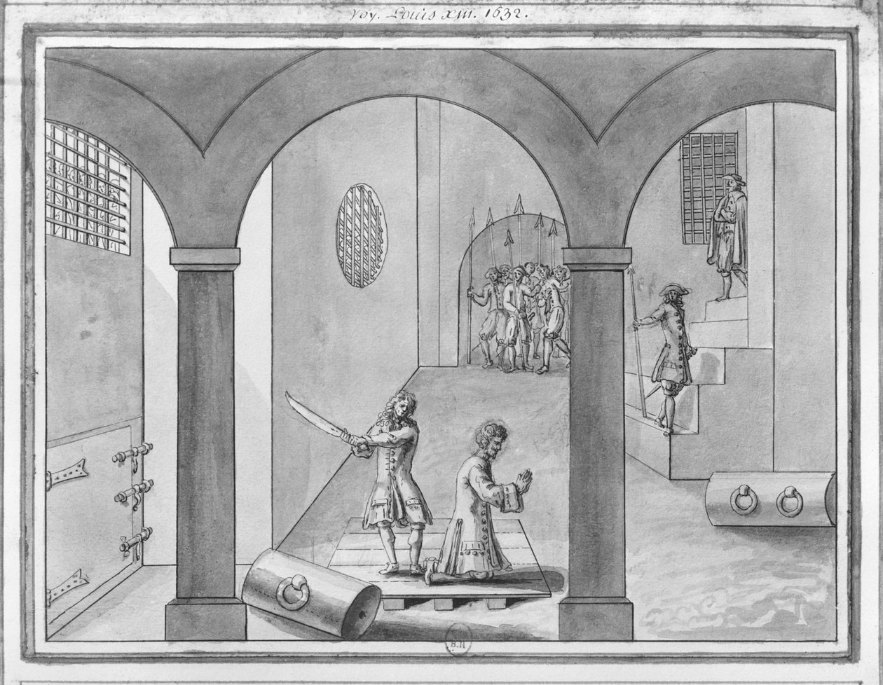 Henri II, hertug av Montmorency halshugget i Toulouse 30. oktober 1632 (penn og blekk og vask på papir) av French School