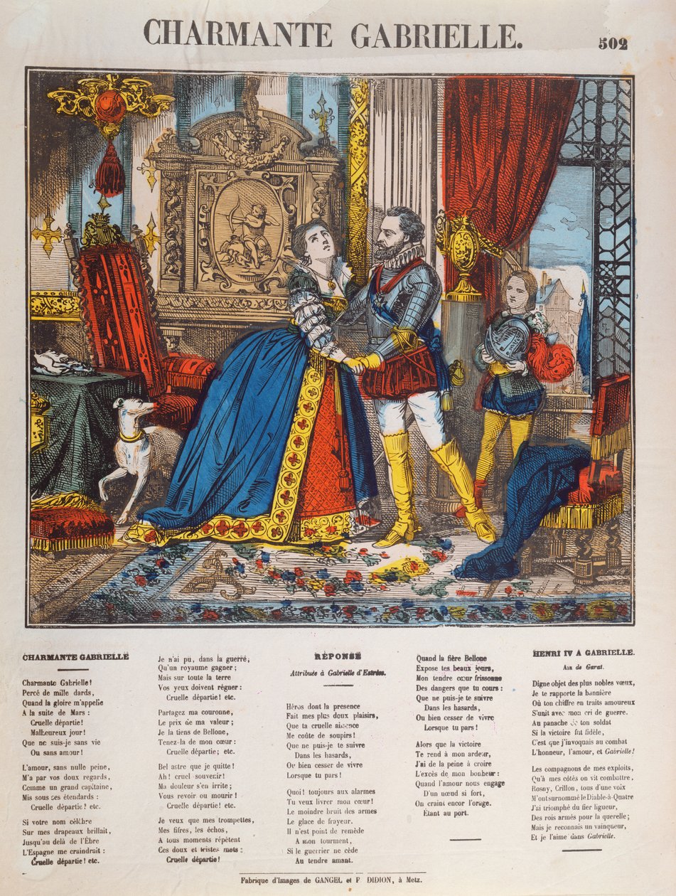 Henri IV (1553-1610), konge av Frankrike og hans elskerinne Gabrielle dEstrees (1573-99) av French School