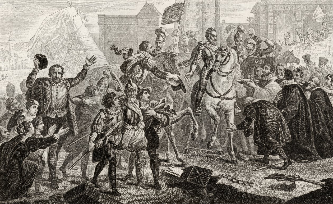 Henri IV (1553-1610) kommer inn i Paris i 1594, fra 