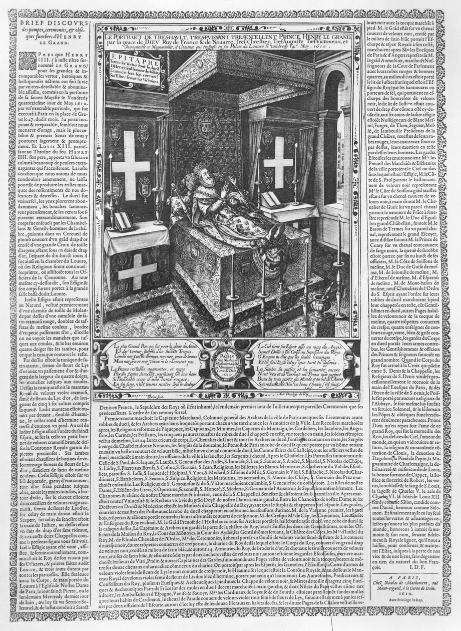 Henri IV (1553-1610) på dødsleiet, 1610 av French School